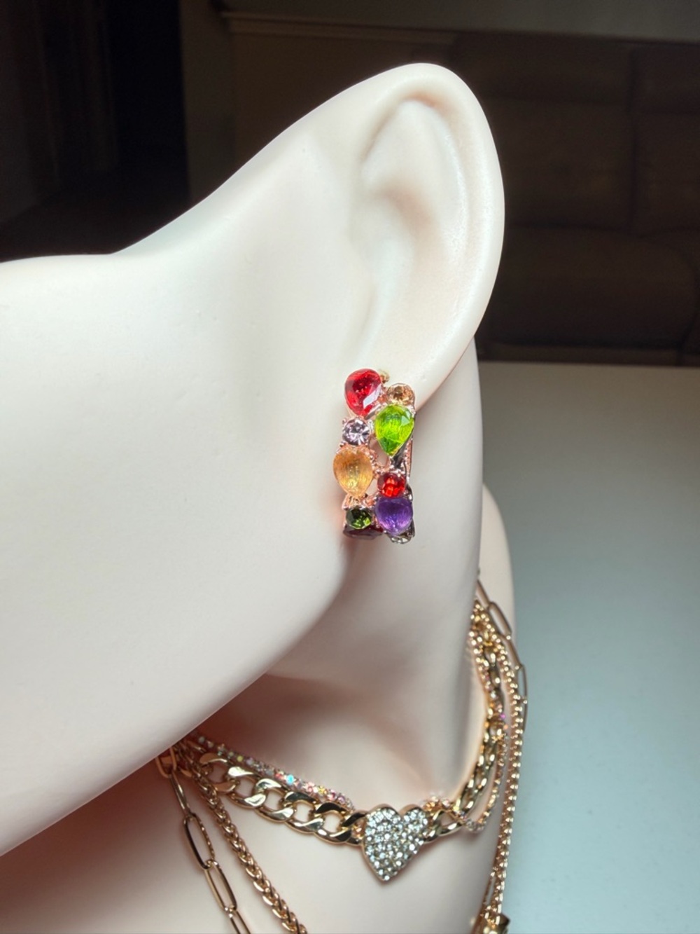 Mona Lisa Zircon Multi Gems Earrings. - Picture 3 of 10